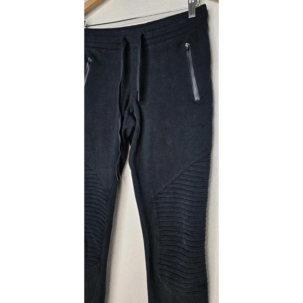 Alo Yoga Black Moto Zipper Pocket Jogger Sweatpants Woman Gym‎ Lounge XS